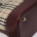 BURBERRY Nova Check Hand Bag Canvas Leather Beige Gold Auth BD809-9