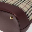 BURBERRY Nova Check Hand Bag Canvas Leather Beige Gold Auth BD809-15