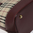 BURBERRY Nova Check Hand Bag Canvas Leather Beige Gold Auth BD809-16