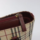 BURBERRY Nova Check Hand Bag Canvas Leather Beige Gold Auth BD809-10