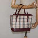 BURBERRY Nova Check Hand Bag Canvas Leather Beige Gold Auth BD809-22