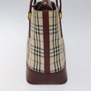BURBERRY Nova Check Hand Bag Canvas Leather Beige Gold Auth BD809-3