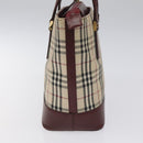 BURBERRY Nova Check Hand Bag Canvas Leather Beige Gold Auth BD809-4