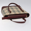 BURBERRY Nova Check Hand Bag Canvas Leather Beige Gold Auth BD809-6