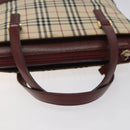 BURBERRY Nova Check Hand Bag Canvas Leather Beige Gold Auth BD809-7