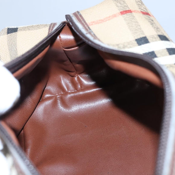 Burberrys Nova Check Clutch Bag PVC Leather Beige Auth BD815