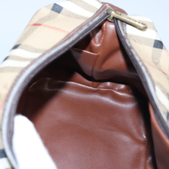 Burberrys Nova Check Clutch Bag PVC Leather Beige Auth BD815
