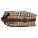 Burberrys Nova Check Clutch Bag PVC Leather Beige Auth BD815-1