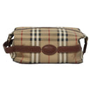 Burberrys Nova Check Clutch Bag PVC Leather Beige Auth BD815-13