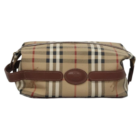 Burberrys Nova Check Clutch Bag PVC Leather Beige Auth BD815