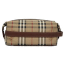 Burberrys Nova Check Clutch Bag PVC Leather Beige Auth BD815-2