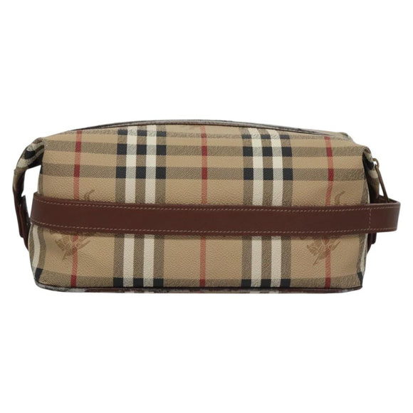 Burberrys Nova Check Clutch Bag PVC Leather Beige Auth BD815