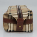 Burberrys Nova Check Clutch Bag PVC Leather Beige Auth BD815-3