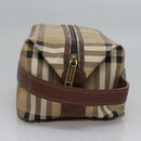 Burberrys Nova Check Clutch Bag PVC Leather Beige Auth BD815-4