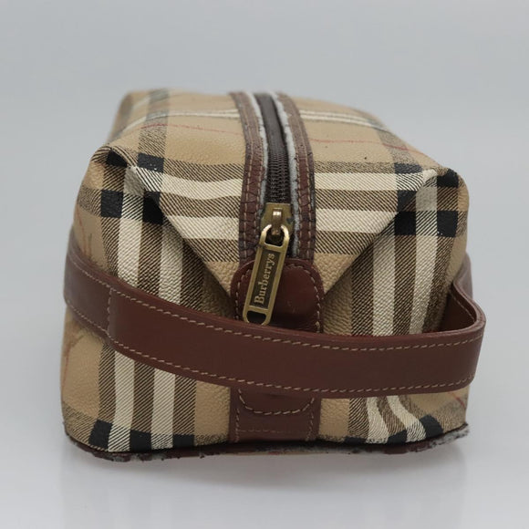 Burberrys Nova Check Clutch Bag PVC Leather Beige Auth BD815