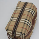 Burberrys Nova Check Clutch Bag PVC Leather Beige Auth BD815-5