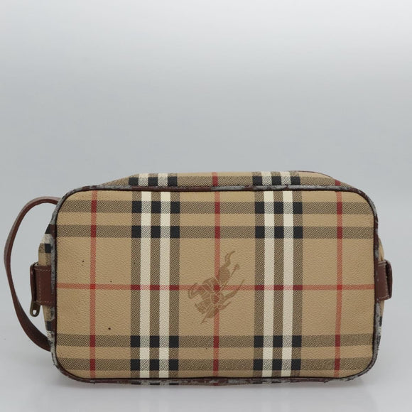 Burberrys Nova Check Clutch Bag PVC Leather Beige Auth BD815