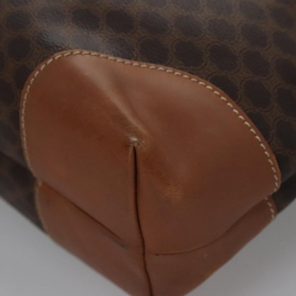 CELINE Macadam Canvas Hand Bag PVC Leather Gold Brown Auth BD816