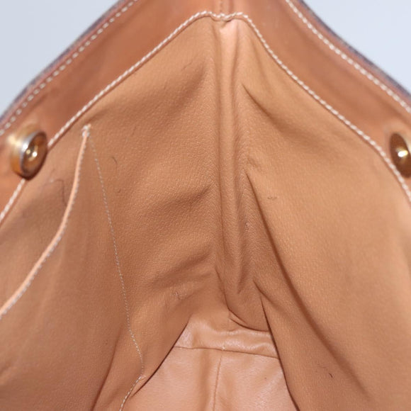 CELINE Macadam Canvas Hand Bag PVC Leather Gold Brown Auth BD816