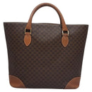 CELINE Macadam Canvas Hand Bag PVC Leather Gold Brown Auth BD816-2