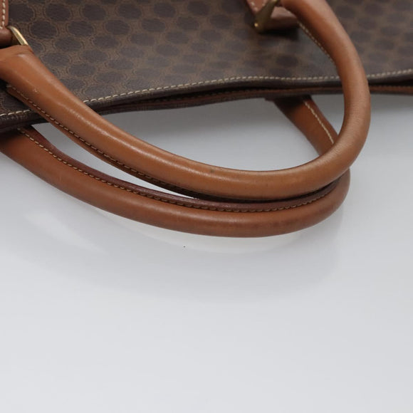 CELINE Macadam Canvas Hand Bag PVC Leather Gold Brown Auth BD816