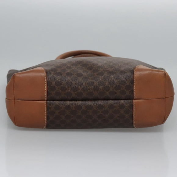 CELINE Macadam Canvas Hand Bag PVC Leather Gold Brown Auth BD816