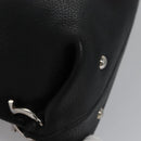 Salvatore Ferragamo Gancini Hand Bag Leather Black Silver Auth BD817-9