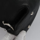Salvatore Ferragamo Gancini Hand Bag Leather Black Silver Auth BD817-15