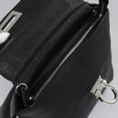 Salvatore Ferragamo Gancini Hand Bag Leather Black Silver Auth BD817-10