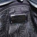 Salvatore Ferragamo Gancini Hand Bag Leather Black Silver Auth BD817-20