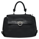 Salvatore Ferragamo Gancini Hand Bag Leather Black Silver Auth BD817-13