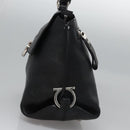 Salvatore Ferragamo Gancini Hand Bag Leather Black Silver Auth BD817-3