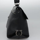 Salvatore Ferragamo Gancini Hand Bag Leather Black Silver Auth BD817-4