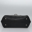 Salvatore Ferragamo Gancini Hand Bag Leather Black Silver Auth BD817-5