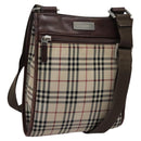 BURBERRY Nova Check Shoulder Bag Canvas Beige Auth BD829-1