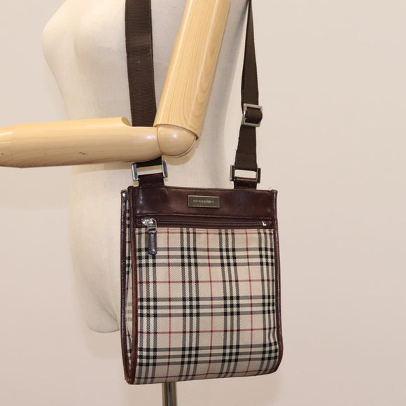 BURBERRY Nova Check Shoulder Bag Canvas Beige Auth BD829