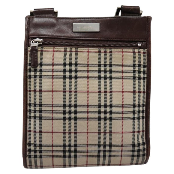 BURBERRY Nova Check Shoulder Bag Canvas Beige Auth BD829