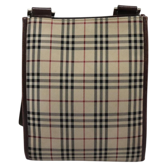 BURBERRY Nova Check Shoulder Bag Canvas Beige Auth BD829