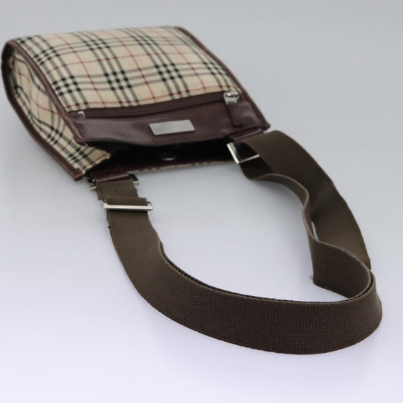 BURBERRY Nova Check Shoulder Bag Canvas Beige Auth BD829