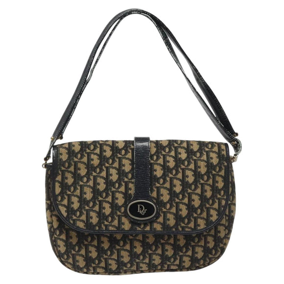 Christian Dior Trotter Canvas Shoulder Bag Navy Auth BD835