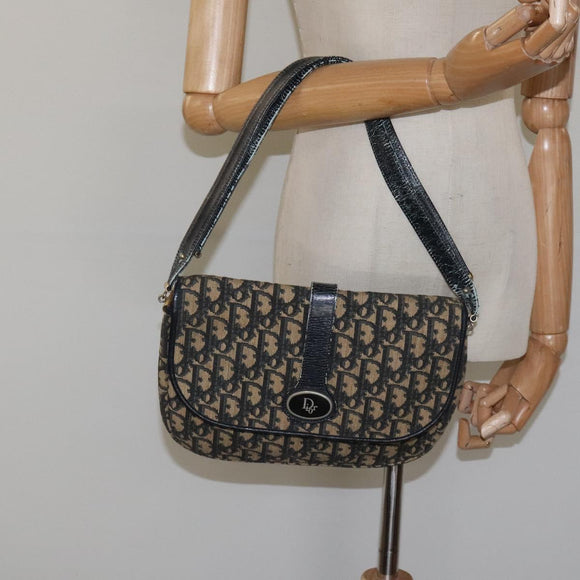 Christian Dior Trotter Canvas Shoulder Bag Navy Auth BD835