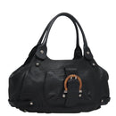 Salvatore Ferragamo Shoulder Bag Leather Black Auth BD836-1
