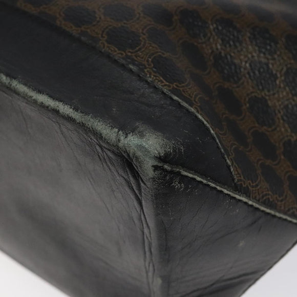 CELINE Macadam Canvas Tote Bag PVC Leather Black Auth BD844