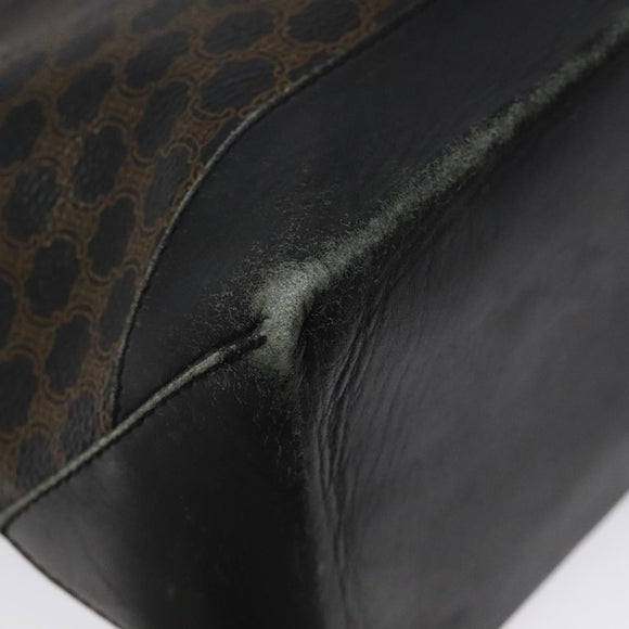 CELINE Macadam Canvas Tote Bag PVC Leather Black Auth BD844