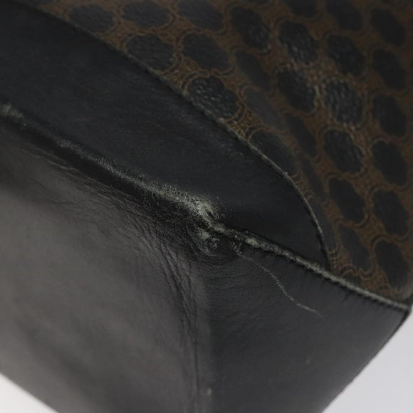 CELINE Macadam Canvas Tote Bag PVC Leather Black Auth BD844