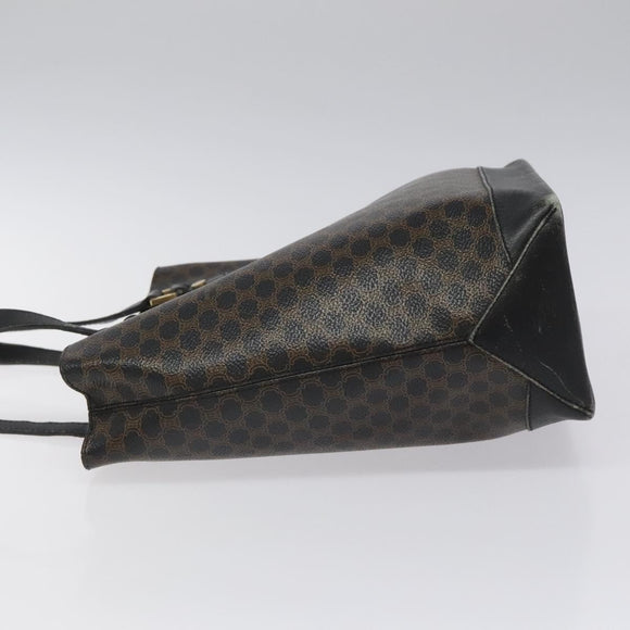 CELINE Macadam Canvas Tote Bag PVC Leather Black Auth BD844