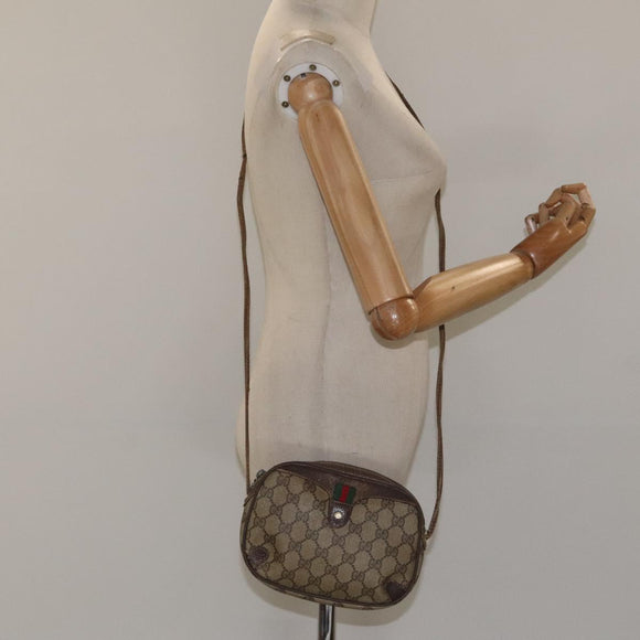 GUCCI GG Supreme Web Sherry Line Shoulder Bag PVC Beige 156 02 066 Auth BD867