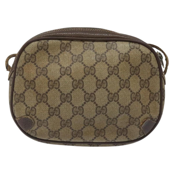 GUCCI GG Supreme Web Sherry Line Shoulder Bag PVC Beige 156 02 066 Auth BD867