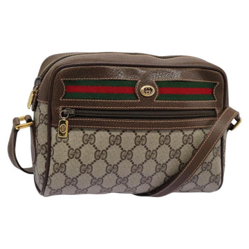 GUCCI GG Supreme Web Sherry Line Shoulder Bag PVC Beige 56 02 087 Auth BD868