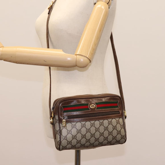 GUCCI GG Supreme Web Sherry Line Shoulder Bag PVC Beige 56 02 087 Auth BD868
